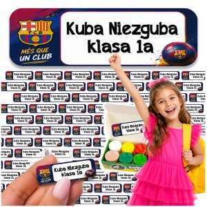 NAKLEJKI IMIENNE - DO SZKOŁY PRZEDSZKOLA - BARCELONA PIŁKA - 87 szt. [8]