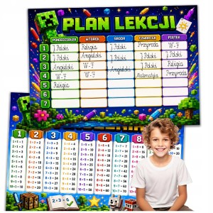 PLAN LEKCJI Z TABLICZKĄ MNOŻENIA ORGANIZER - PIXEL MINECRAFR A4 PLANER [9]