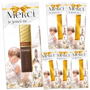 PODZIĘKOWANIA DLA GOŚCI MERCI NA KOMUNIĘ PRZYJĘCIE - 6 SZTUK + KLEJ [113]