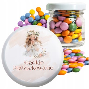 PODZIĘKOWANIA DLA GOŚCI DZIECI NA KOMUNIĘ CUKIERKI LENTILKI W SŁOIKU [114]