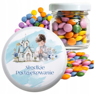 PODZIĘKOWANIA DLA GOŚCI DZIECI NA KOMUNIĘ CUKIERKI LENTILKI W SŁOIKU [112]
