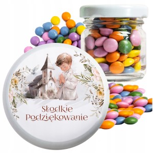 PODZIĘKOWANIA DLA GOŚCI DZIECI NA KOMUNIĘ CUKIERKI LENTILKI W SŁOIKU [113]