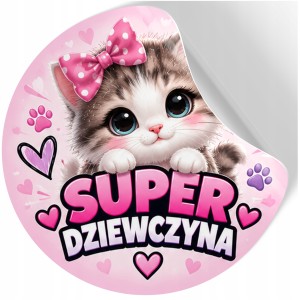 NAKLEJKI NA DZIEŃ DZIEWCZYNKI CHŁOPAKA PREZENT DO SZKOŁY KOTKI KOTY wz263