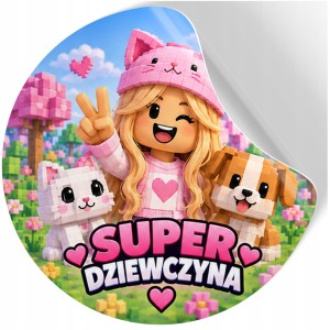 NAKLEJKI NA DZIEŃ DZIEWCZYNKI CHŁOPAKA PREZENT DO SZKOŁY ROBLOX GIRL wz256