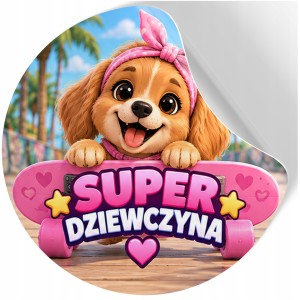NAKLEJKI NA DZIEŃ DZIEWCZYNKI CHŁOPAKA PREZENT DO SZKOŁY PIESEK wz255