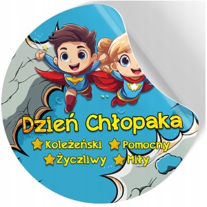 NAKLEJKI NA DZIEŃ CHŁOPAKA DZIEWCZYNKI PREZENT DO SZKOŁY SUPER HERO wz227