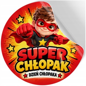 NAKLEJKI NA DZIEŃ CHŁOPAKA DZIEWCZYNKI PREZENT DO SZKOŁY SUPER BOHATER w221