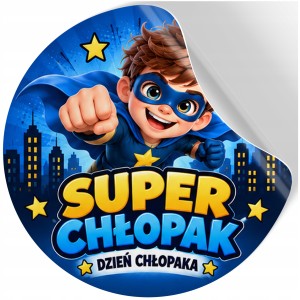 NAKLEJKI NA DZIEŃ CHŁOPAKA DZIEWCZYNKI PREZENT DO SZKOŁY SUPER BOHATER w220