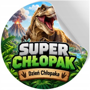 NAKLEJKI NA DZIEŃ CHŁOPAKA DZIEWCZYNKI PREZENT DO SZKOŁY DINOZAURY wz210