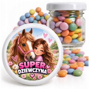 PREZENT NA DZIEŃ DZIEWCZYNKI - LENTILKI W SŁOIKU CUKIERKI DLA KLASY - wz258