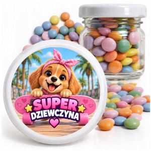 PREZENT NA DZIEŃ DZIEWCZYNKI - LENTILKI W SŁOIKU CUKIERKI DLA KLASY - wz255