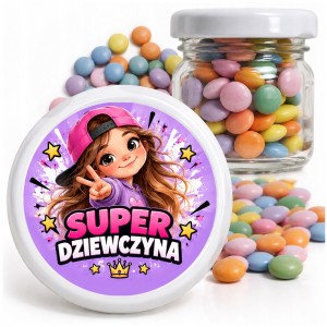 PREZENT NA DZIEŃ DZIEWCZYNKI - LENTILKI W SŁOIKU CUKIERKI DLA KLASY - wz250