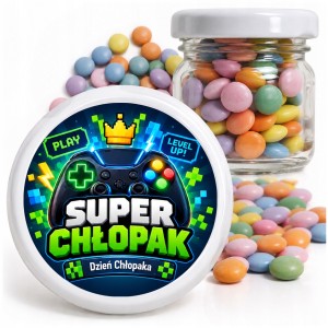 PREZENT NA DZIEŃ CHŁOPAKA - LENTILKI W SŁOICZKU CUKIERKI DLA KLASY - wz212