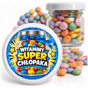 PREZENT NA DZIEŃ CHŁOPAKA - LENTILKI W SŁOICZKU CUKIERKI DLA KLASY - wz205