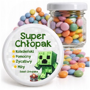 PREZENT NA DZIEŃ CHŁOPAKA - MINECRAFT CUKIERKI W SŁOICZKU DLA KLASY - wz200